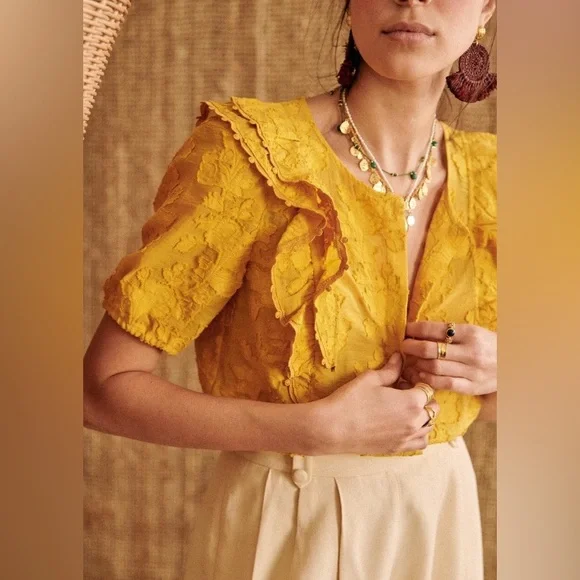 Sézane Jordanna Blouse in Ochre FR 36 / US 4 - Picture 2 of 10
